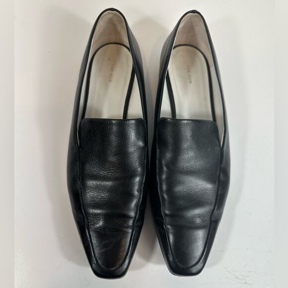 The Row Black Leather Square Loafers Sleek Minimalist Design Flats Size 39 US 9 - Picture 1 of 13
